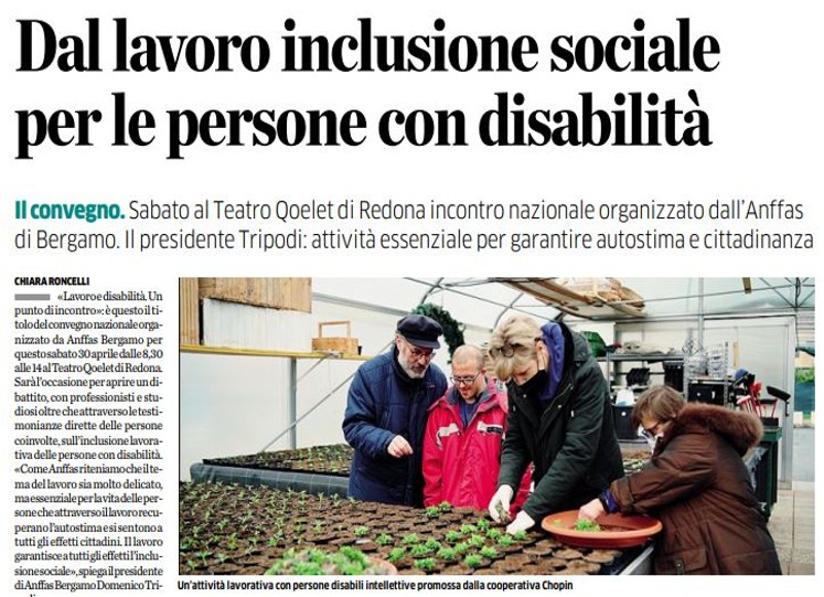 Dal lavoro inclusione sociale per le persone con disabilità